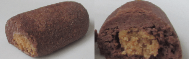 チョコ＆ピーナッツ・クランチバーの切断面