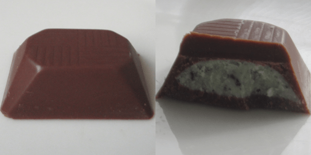 「サーティワンチョコレート（チョコレートミント風味）」の切断面