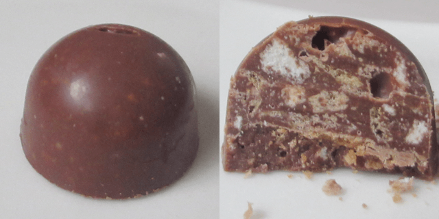 「ザクザクドームチョコレート」の切断面